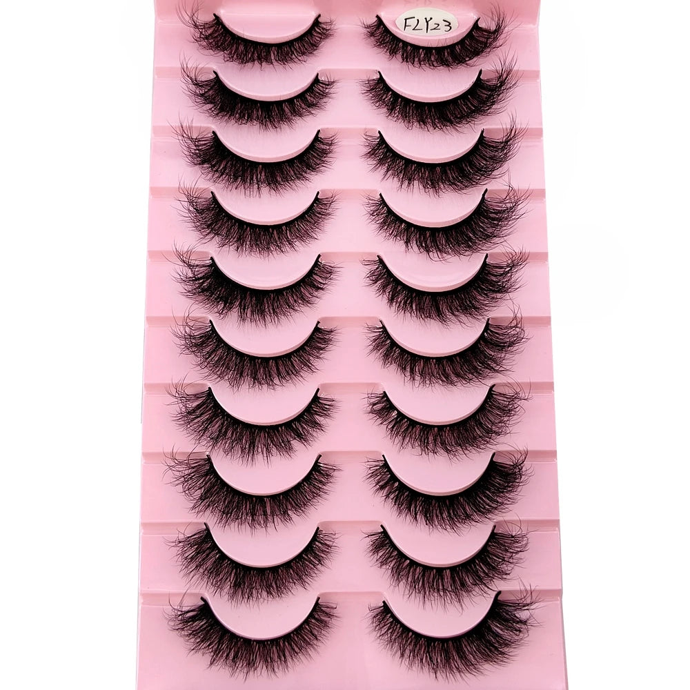 10 Pairs Faux Mink Eyelashes Handmade  Natural  Simulation  3D Curly Eyelashes