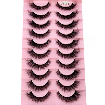 10 Pairs Faux Mink Eyelashes Handmade  Natural  Simulation  3D Curly Eyelashes