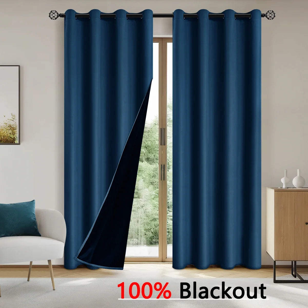 2pcs Modern Blackout Curtains - UV Protection, Heat-Resistant, Light-Blocking Drapes.
