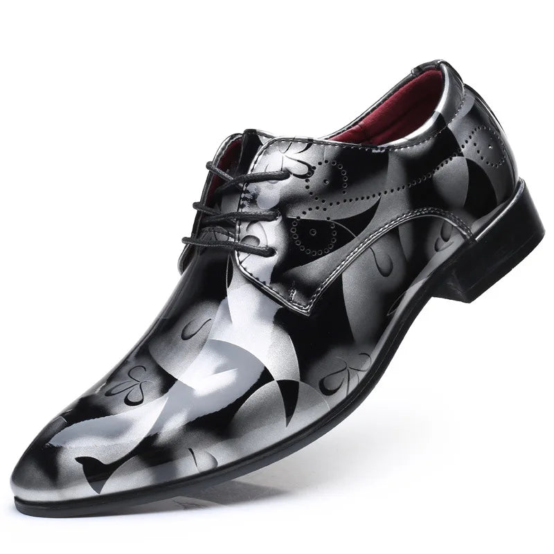 Luxury Men Oxford Shoes, Retro Floral Pattern Men Dress Shoes, Lace-Up Flats High Quality Business Party Wedding Shoes.