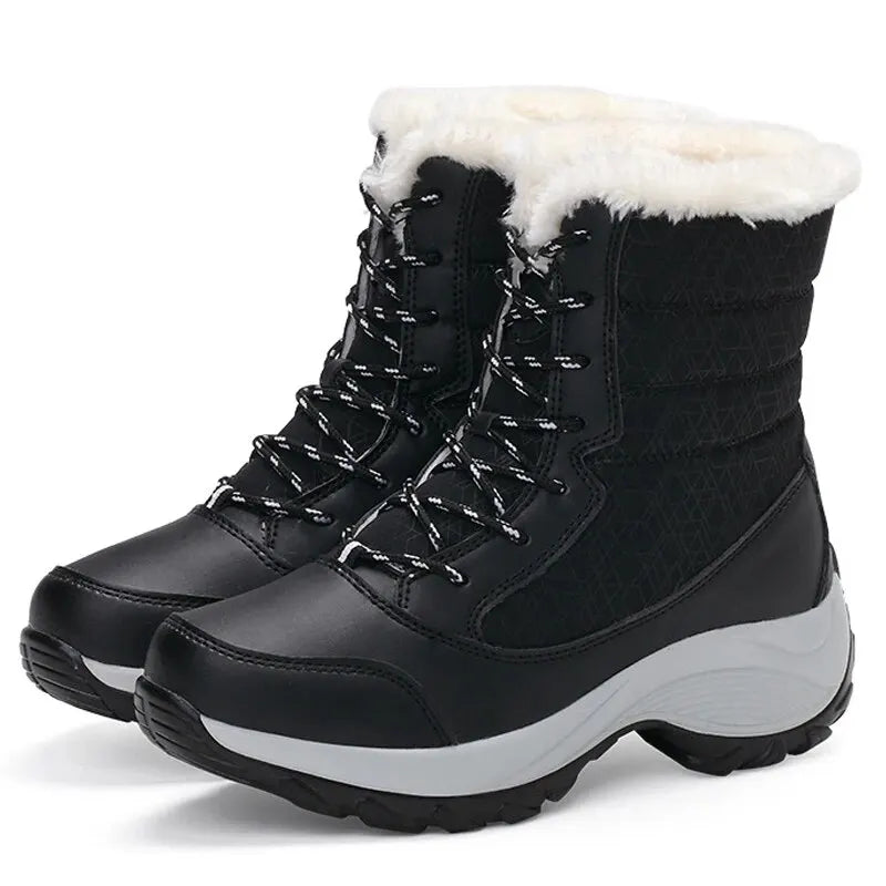 Women Boots Waterproof Winter 2024 Platform Ankle Boots. Keep Warm Snow Shoes Plush Outdoor Short Boots.