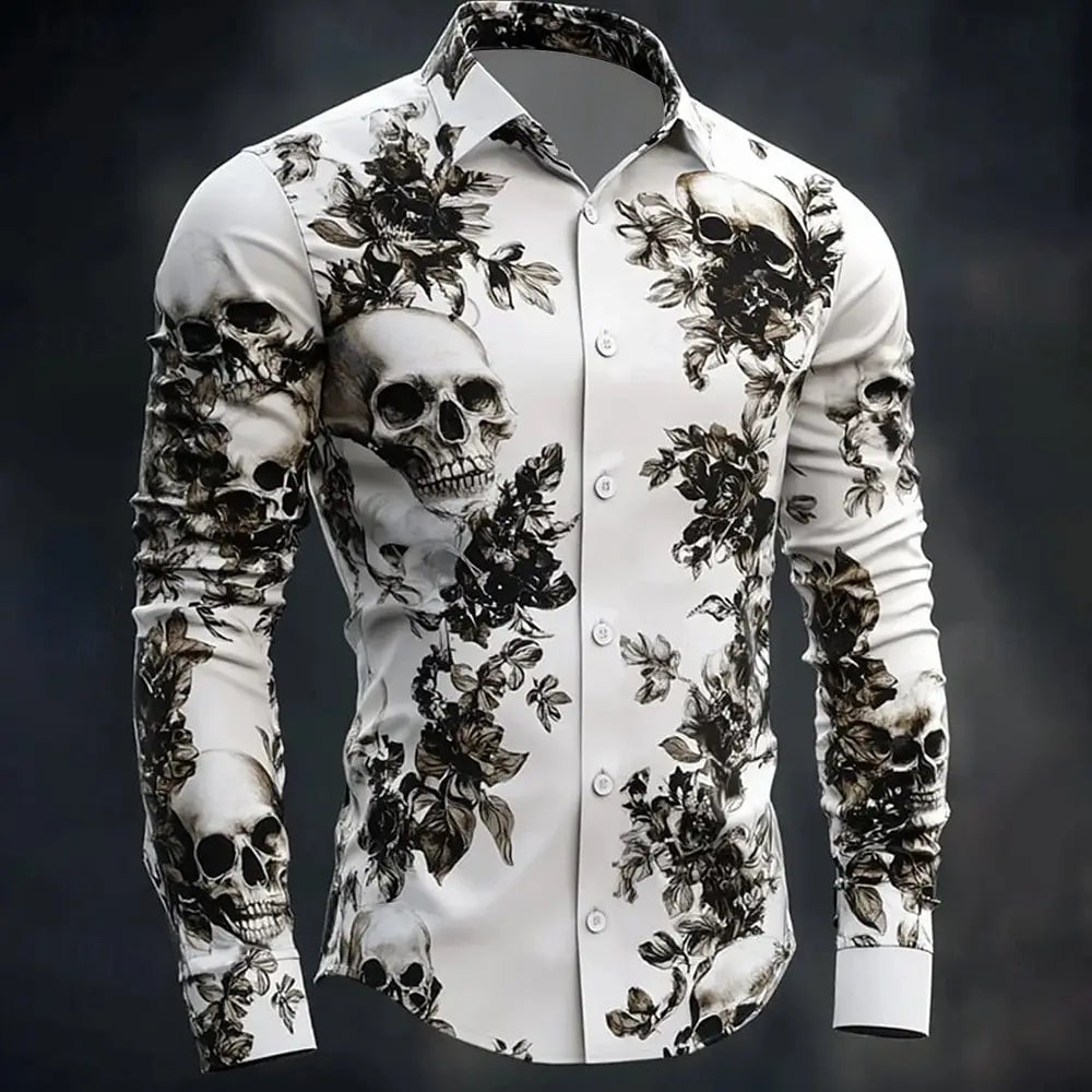 Hip Hop Skull Print Men Streetwear 2025 Long Sleeve Graphic.