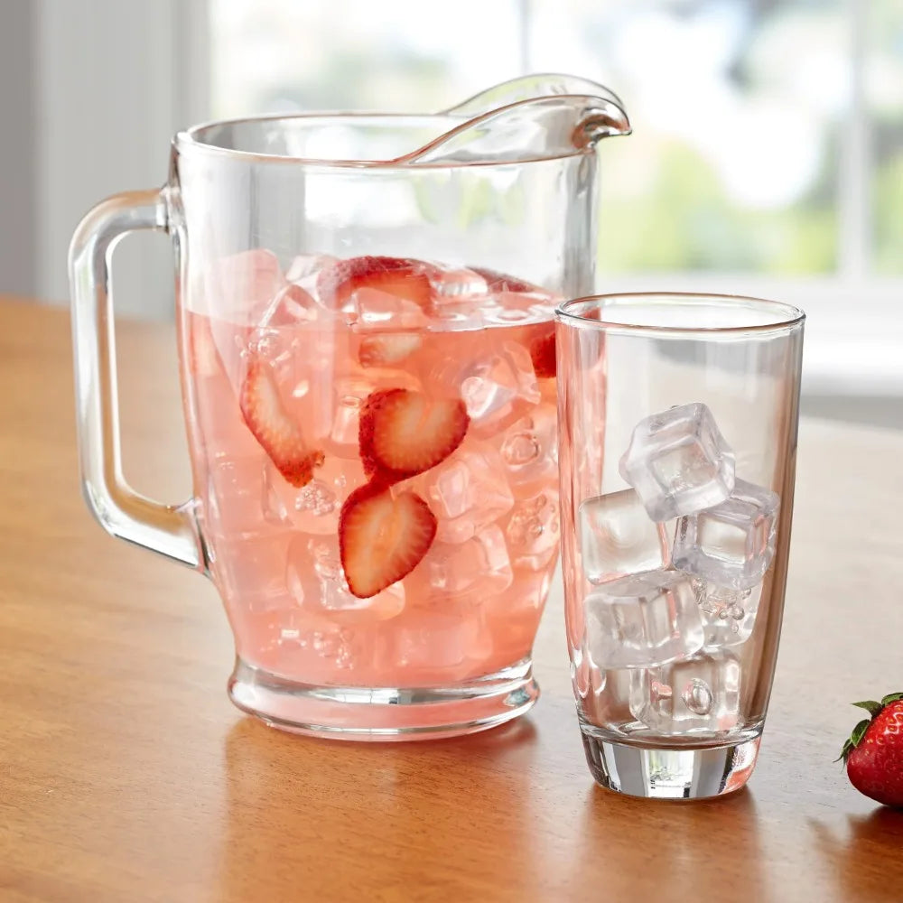 7-Piece Clear Glass Pitcher and Drinkware Set