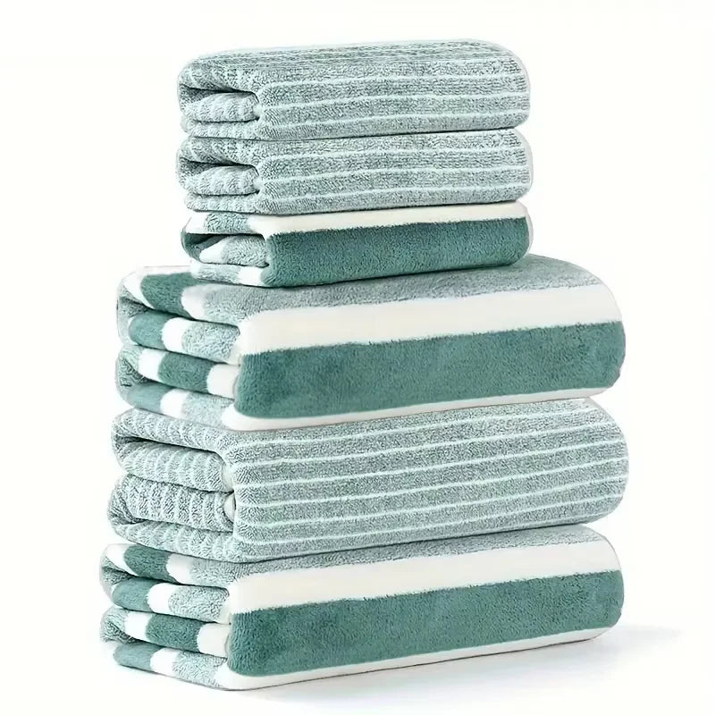 6-Piece Striped Towel Set - Soft Absorbent Bath Towels. Perfect for Daily Use & Gifts