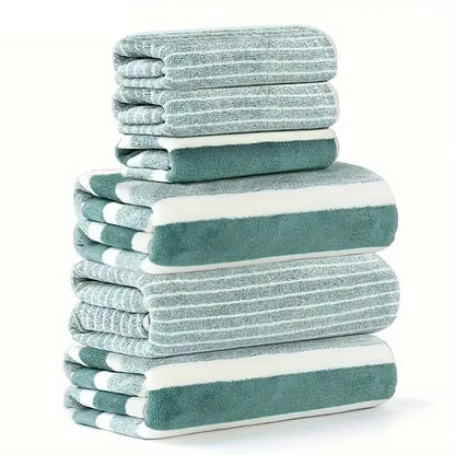 6-Piece Striped Towel Set - Soft Absorbent Bath Towels. Perfect for Daily Use & Gifts