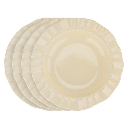 4pcs Multi-Color Ceramic Plate Set Ripple-Edge