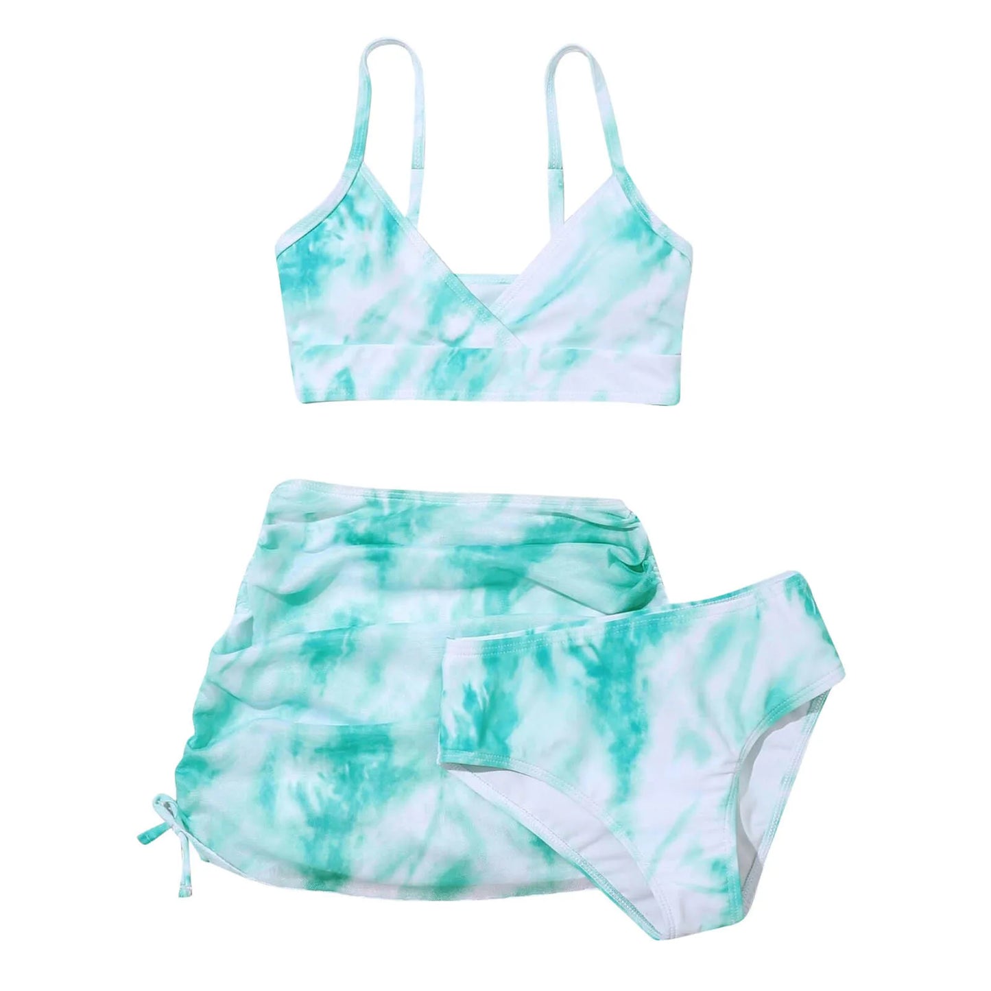 Girls 3pack Tie Dye Print Bikini Sets Kids Swimsuit & skirts 7-14 Years Children's Swimwear 2024 Teens Child Girl Bathing Suit