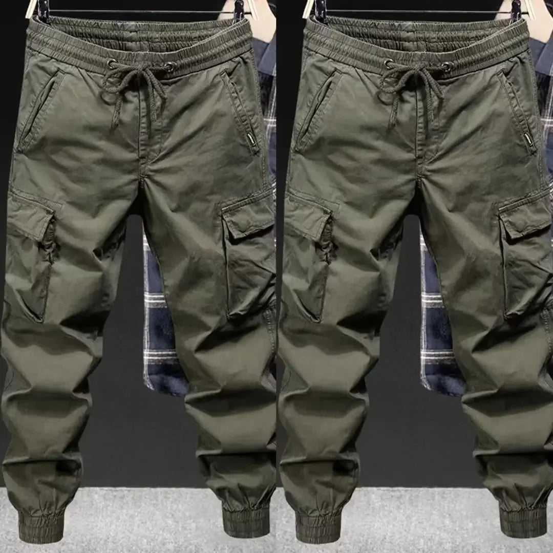 Fashionable Casual Pants Men's Loose-fit  Cargo Pants Solid Color Cropped