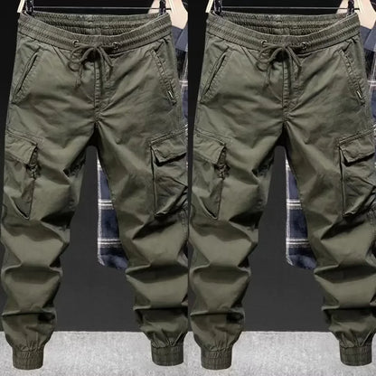 Fashionable Casual Pants Men's Loose-fit  Cargo Pants Solid Color Cropped