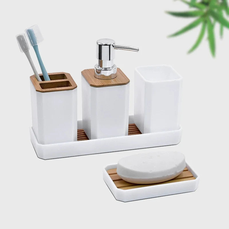 Bathroom Accessories Set , Soap Dispenser, Toothbrush , Swab Holder , Tray Set