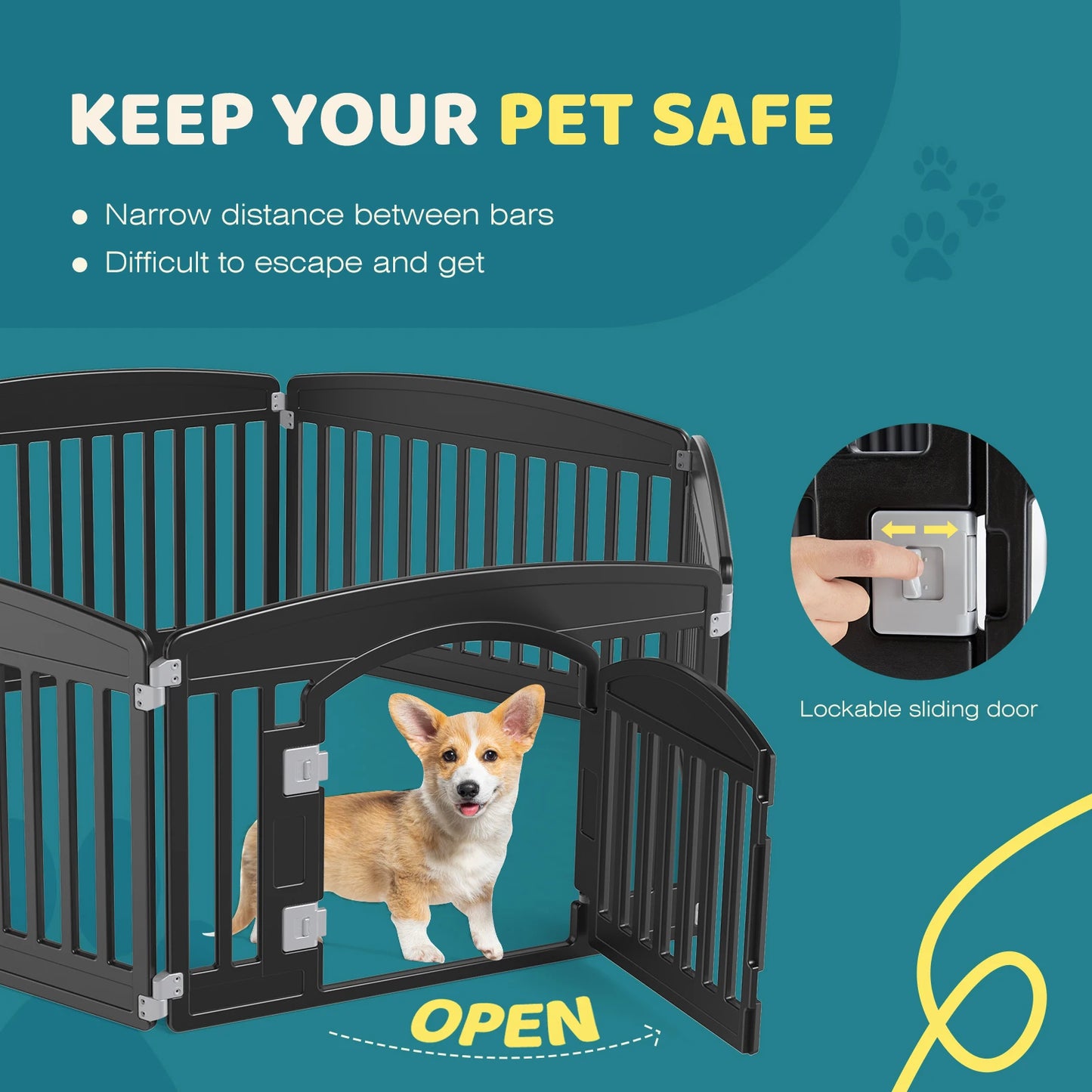 Plastic Dog Playpen 6 Panel 24IN Expandable Pet Fence for Medium Dogs, Indoor Outdoor.