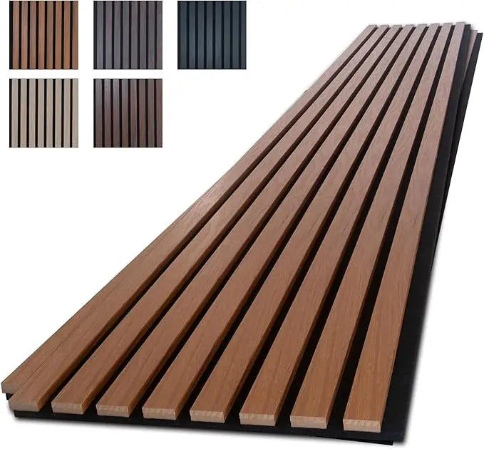 Panels for Wall, 4-Piece 96" x 12.6" Soundproof Wood Slat Panel ,for Interior Wall Decor. (Dark Walnut)