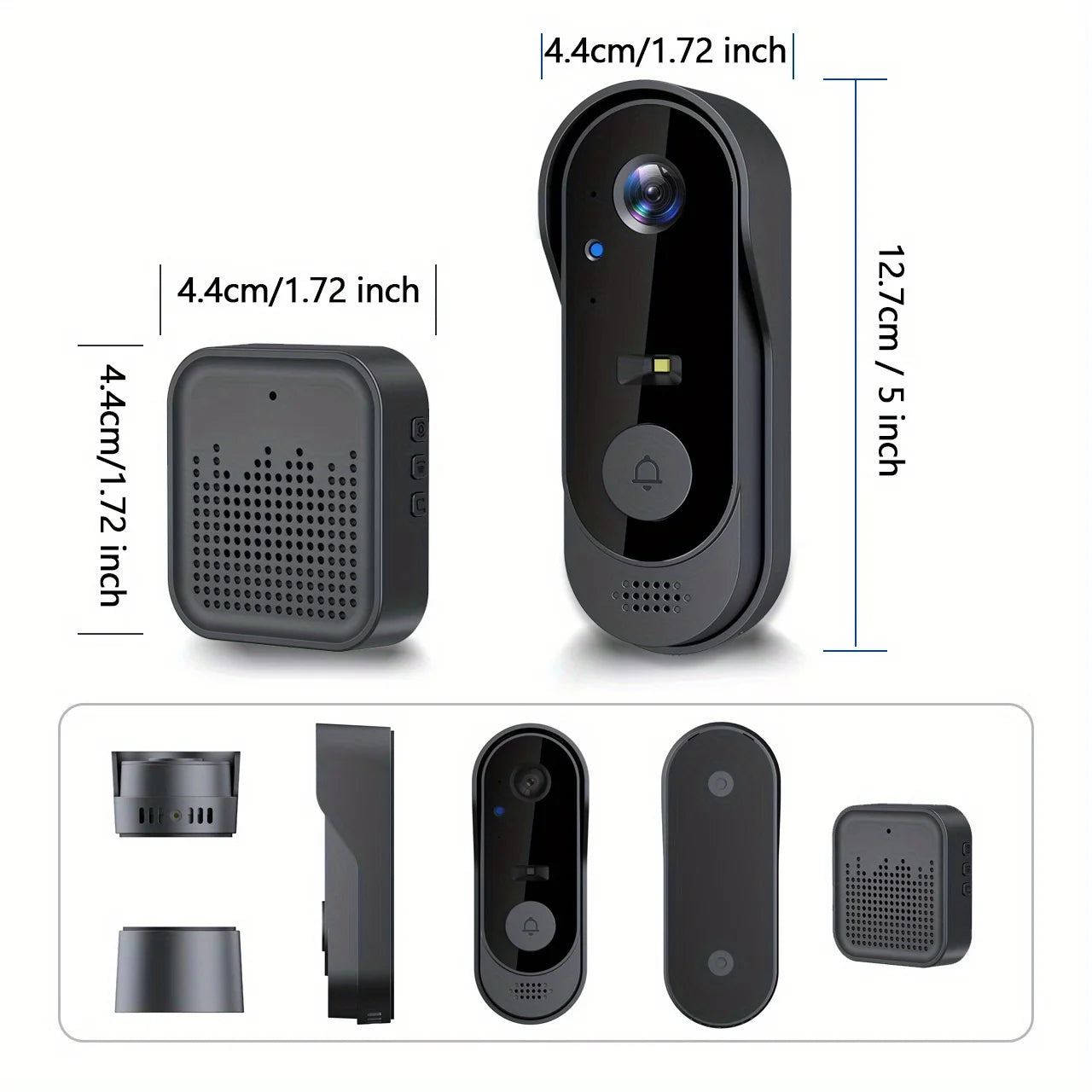 WiFi Home Smart Video doorbell, Outdoor bidirectional HD door eye camera, 1080P support SD card cloud storage waterproof.