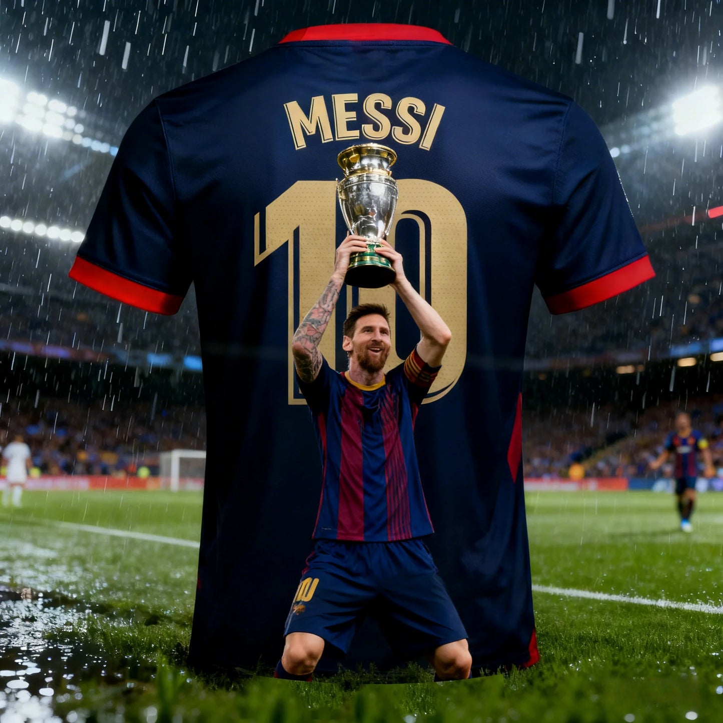 Summer Adult Messi #10 AI Design Men Football Jersey, Outdoor Daily Sport Shirt Quick-Dry.