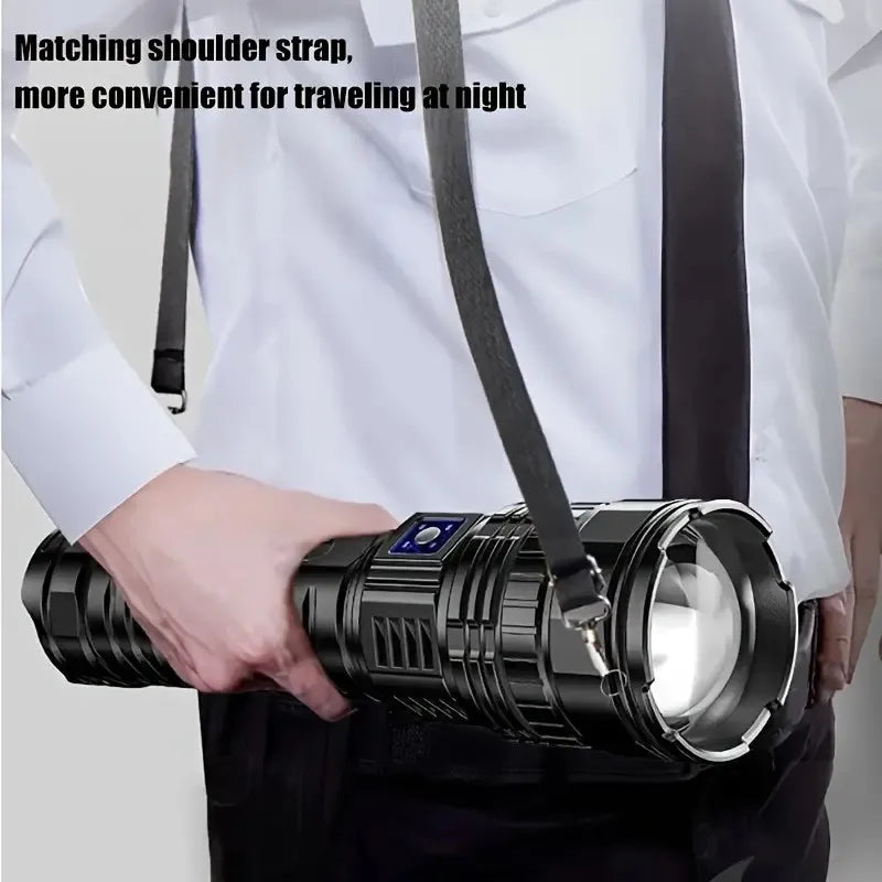 10000W Built-in Battery Flash Light Emergency Spotlight,9km 990000000LM Most Powerful Flashlight Tactical Torch 25000mah.