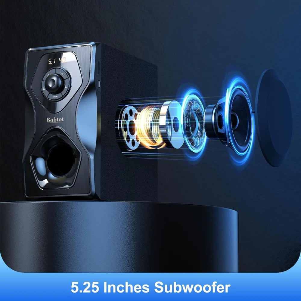 Surround Sound Speakers Home Theater Systems - 700 Watts Peak Power, 5.1/2.1Wired Stereo Speaker System, 5.25" Subwoofer Strong Bass.
