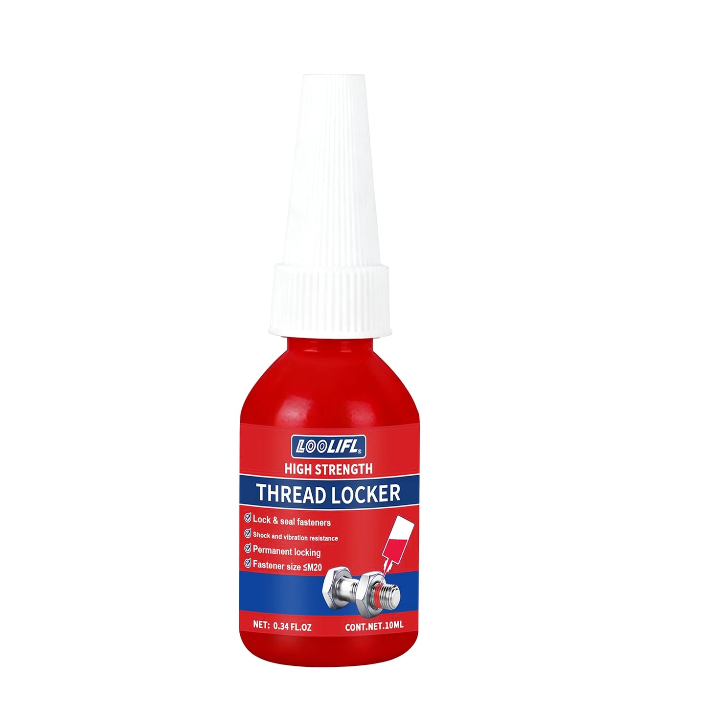 271 red thread locking adhesive, permanent locking, fast curing, ideal choice for industrial machinery metal fasteners.