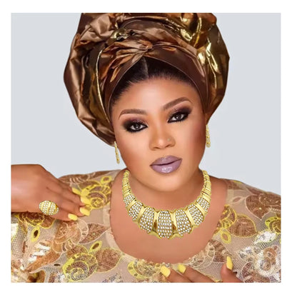 Jewelry Set For Women 18K Gold Plated Luxury Necklace, Earrings, Bracelet, And Ring Set