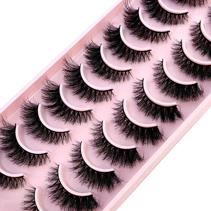 10 Pairs Faux Mink Eyelashes Handmade  Natural  Simulation  3D Curly Eyelashes