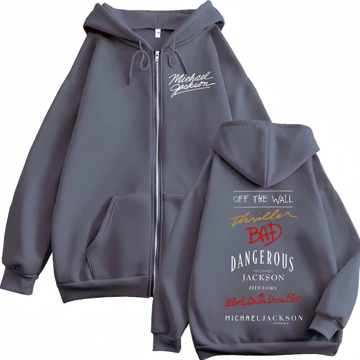 90's Rock Singer Michael Jackson Album Print, Zipper Hoodie High Quality Fashion Zip Up Pullovers, Men, Women Oversized Sweatshirts.