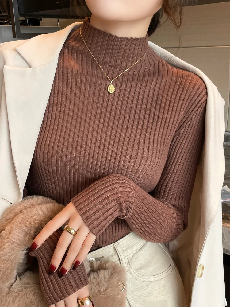 Autumn Winter 2025 Women Long Sleeve Turtleneck Sweater.