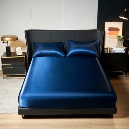 Elegant Satin Fitted Bed Sheet- Luxurious 35cm Height, Universal King/Queen Size.