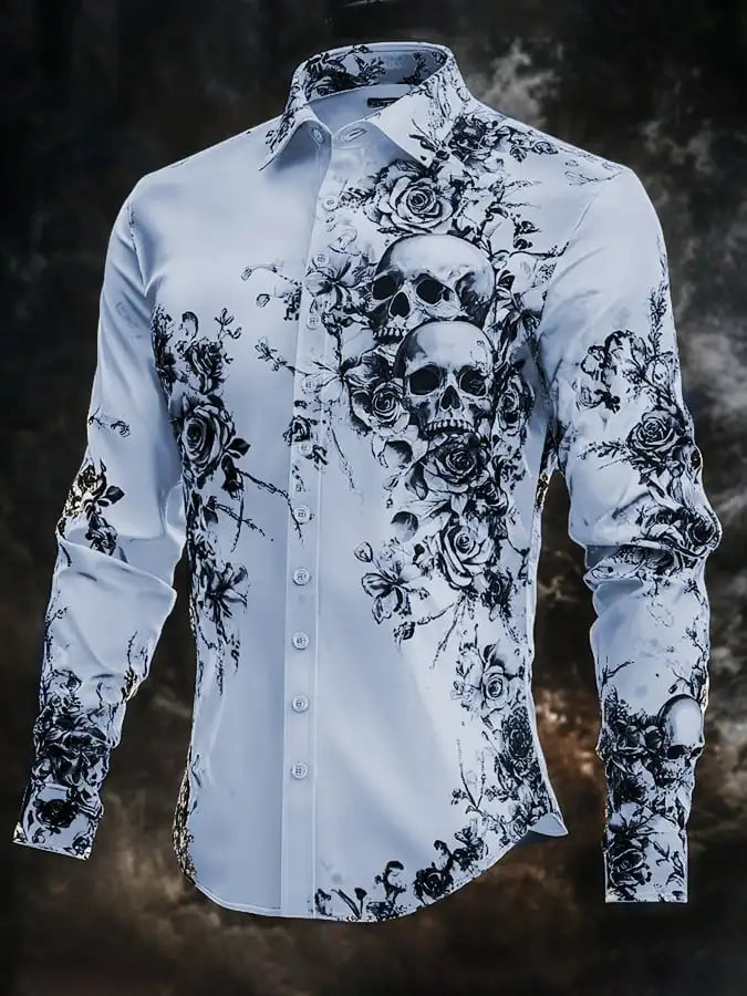 Hip Hop Skull Print Men Streetwear 2025 Long Sleeve Graphic.