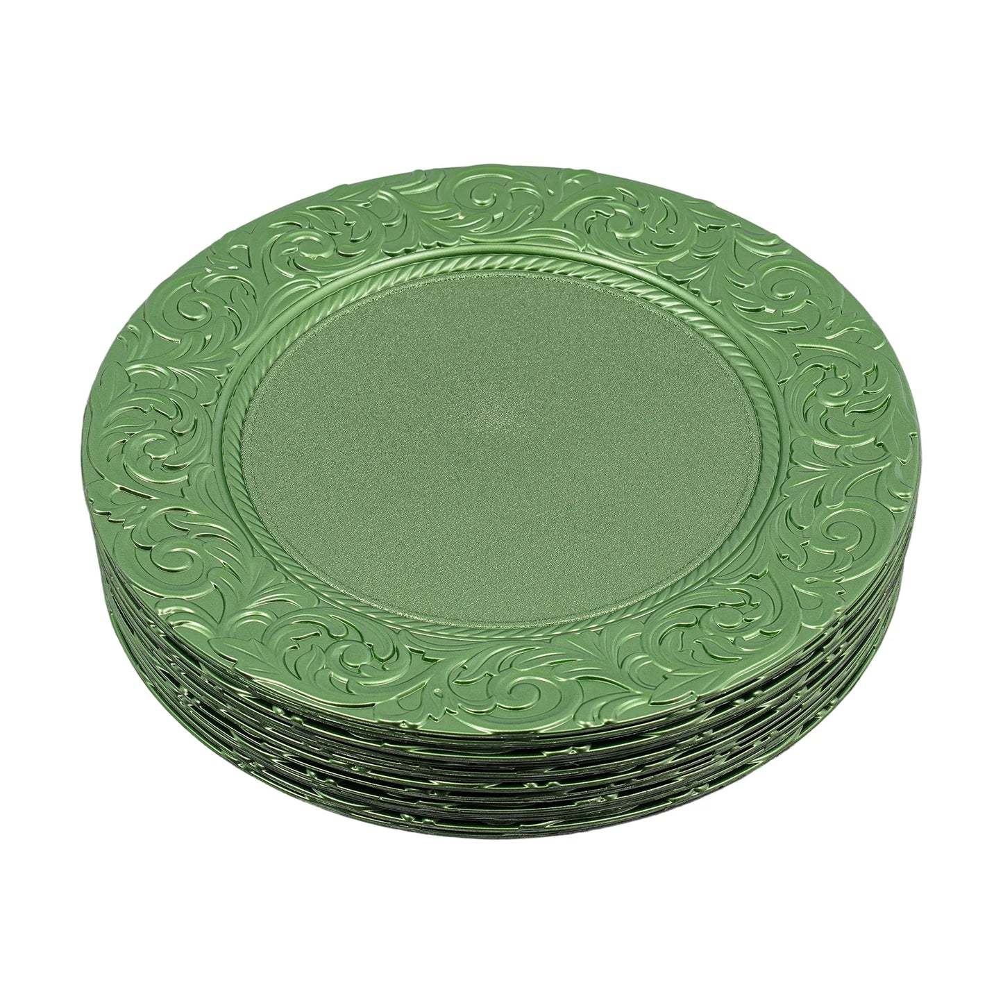 Plates 100-Piece Set Round Reusable Serving Plates, Gold, Black, Silver, Green