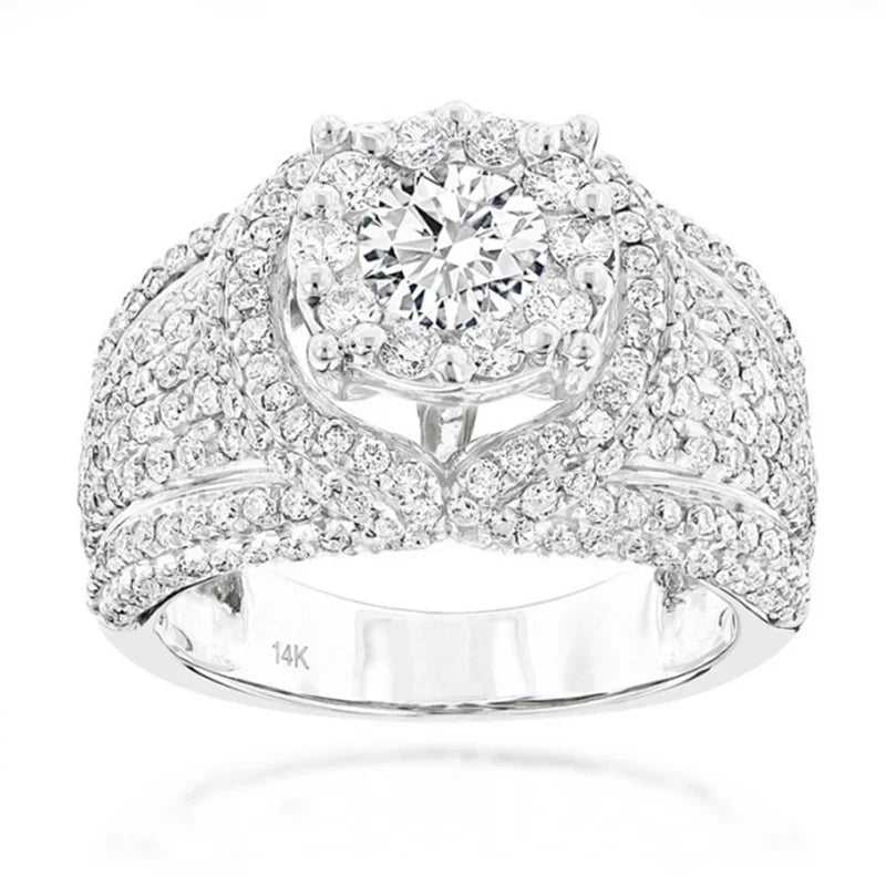 Hip Hop Style Trendy Men Rings, Iced Out Bling Cubic Zirconia Geometry Ring.