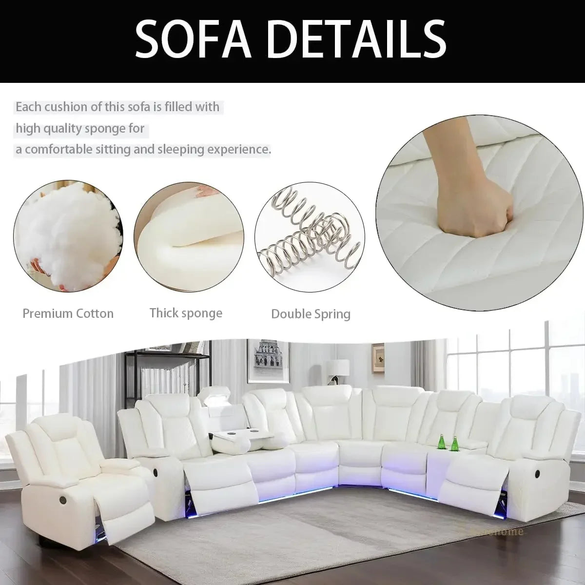 Living Room Furniture Reclining Sectional Sofa, Living Room Power Recliner Adjustable Sofa, Loveseat Chair with Storage.