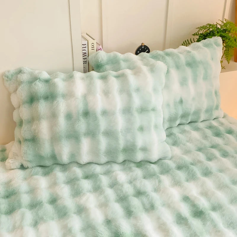 2pcs Fluffy Plush Pillowcase 48x74cm Winter Warm Thickness Soft Rabbit Fleece.