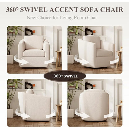 360-Degree Swiveling Accent Chair Pair with Pillows