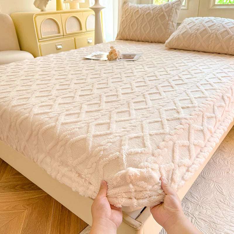 1pc Winter Warm Bed Sheet with Elastic Band Single/Queen/King Mattress Cover.