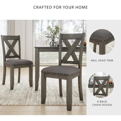 Caitbrook 7-Piece Dining Set, Rustic Gray Table & 6 Chairs