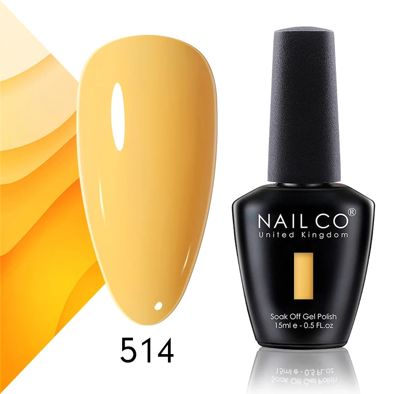 NAILCO 15ml Color Gel Nail Polish Soak Off, Hybrid Varnishes Manicure, UV&LED Nail Gel Semi Permanent Lacquer Base Top Coat.