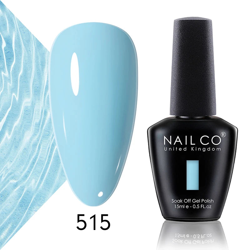NAILCO 15ml Color Gel Nail Polish Soak Off, Hybrid Varnishes Manicure, UV&LED Nail Gel Semi Permanent Lacquer Base Top Coat.