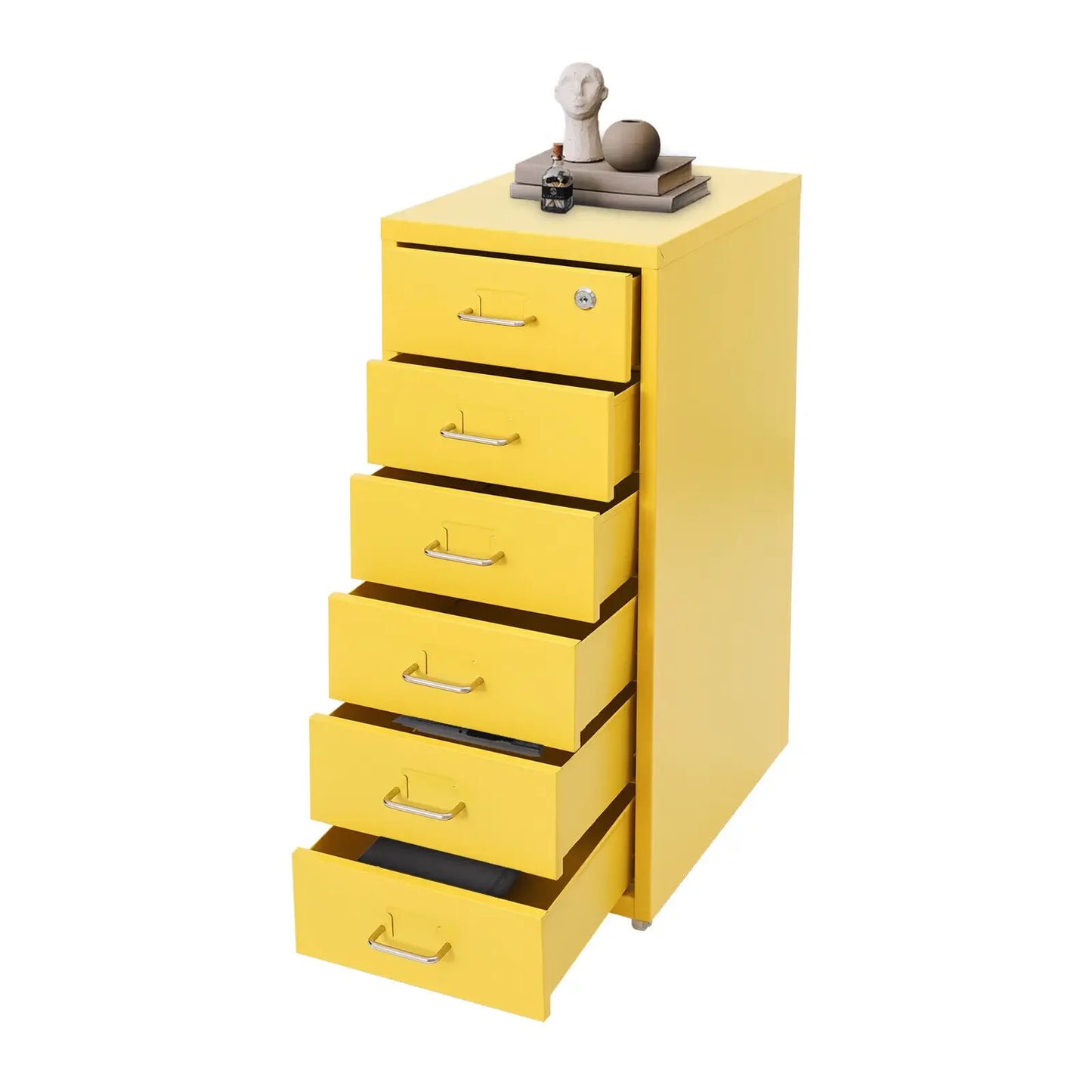 Vertical File Cabinet with Lock 6-Drawer Metal Rolling Storage Cabinet Mobile Organizer.