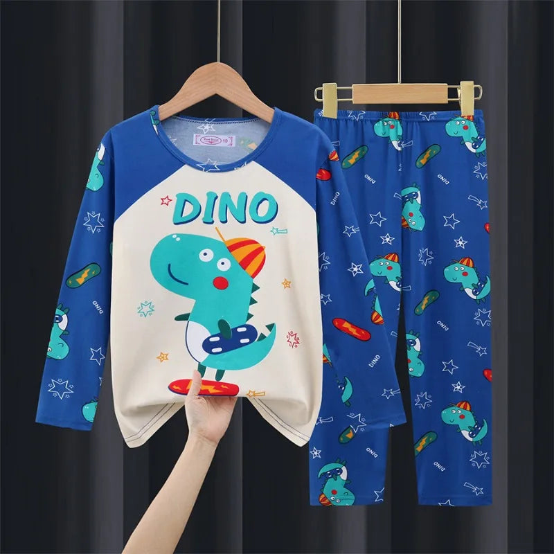 Cute Cartoon Printed Pajamas Sets Long Sleeve Suits Children's Clothing