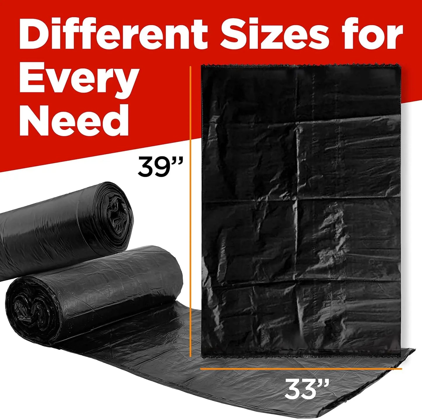Heavy Duty 30-33 Gallon Trash Bags, 32 x 38" Black Garbage Bags (250 Count) - Made in USA.