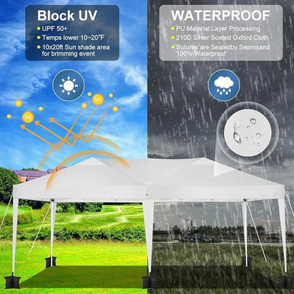Canopy 10x20 Pop Up Canopy Tent with 6 Sidewalls, Waterproof Outdoor Event Shelter