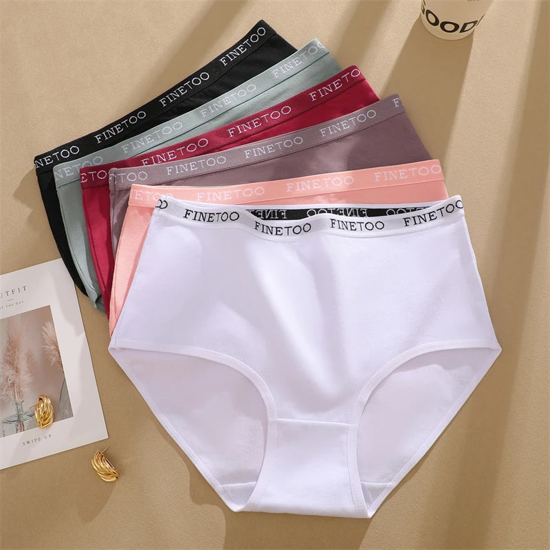 4Pcs S-XXL Cotton High Waist Underpants, Women's Seamless Elastic Panties.