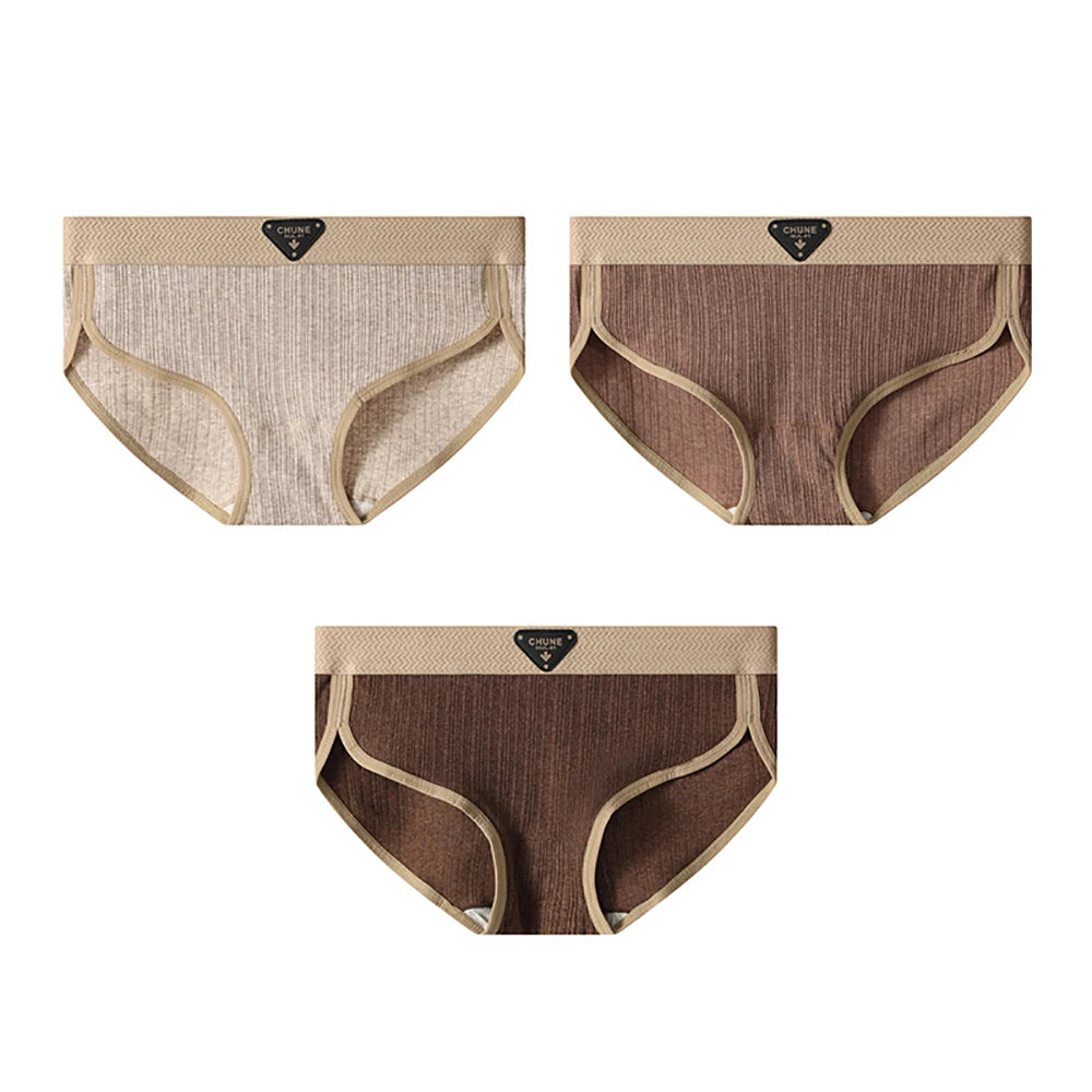 3PCS/Pack 100% Cotton Women Sexy Solid Brief Hygroscopic Breathable Female Lingerie.