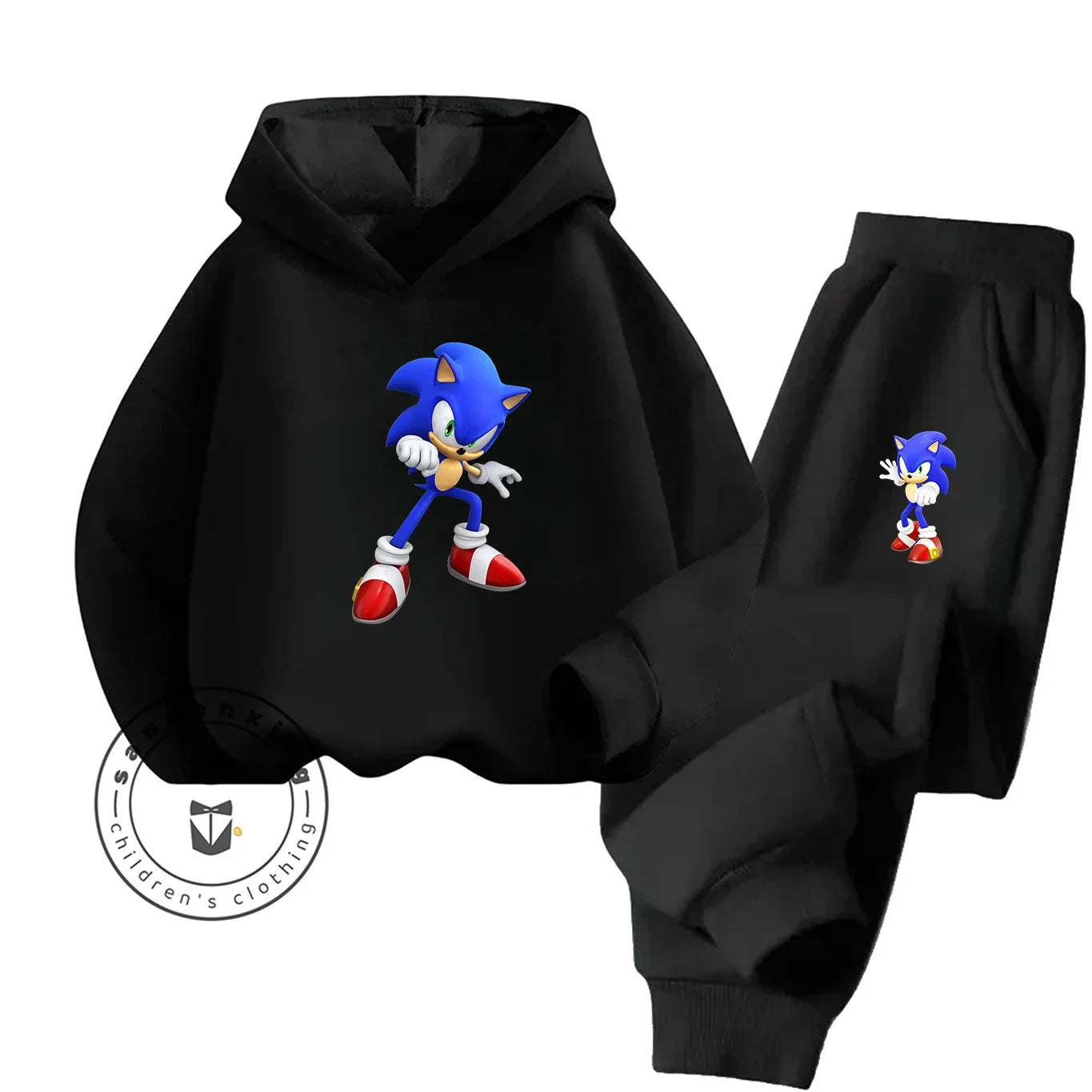 Sonic 2D Cartoon Printed Hoodie Set, 2025 Fashion For Kids, Teens, Boys, Girls Casual Autumn Winter wear.