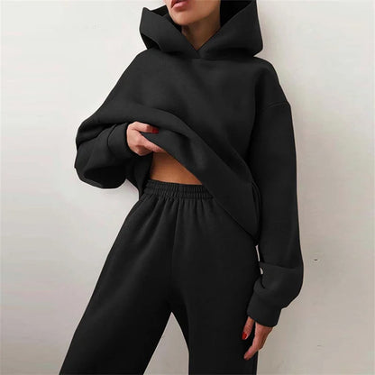 Women's Tracksuit Suit Autumn Fashion Warm Hoodie Sweatshirts Two Pieces.