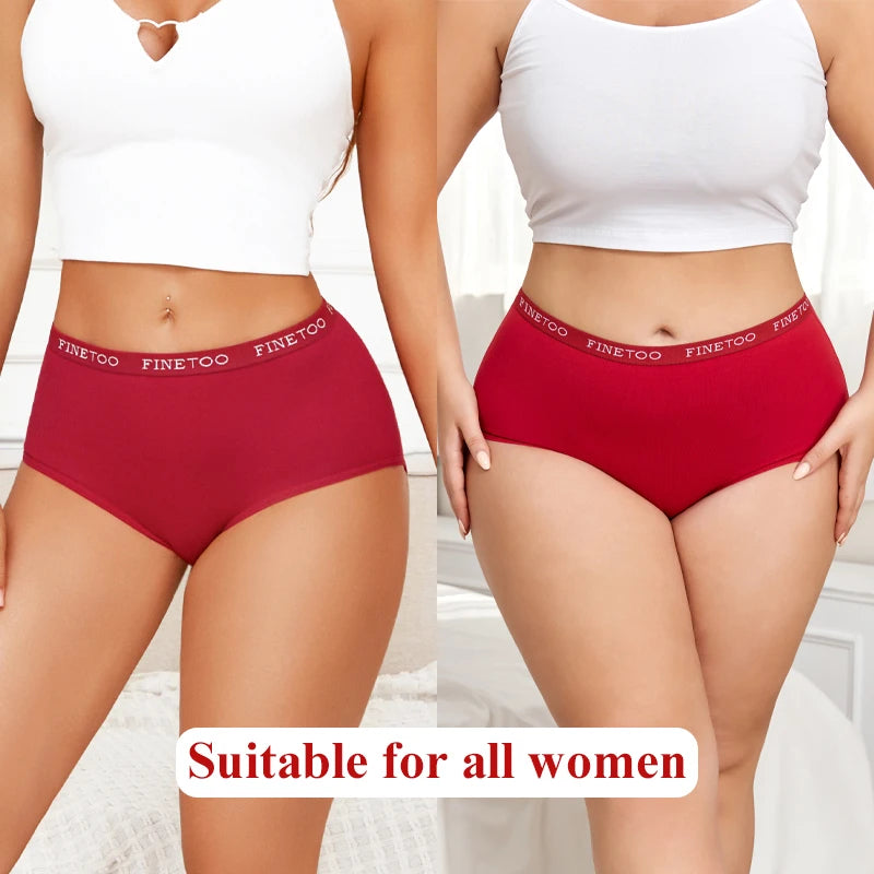 4Pcs S-XXL Cotton High Waist Underpants, Women's Seamless Elastic Panties.
