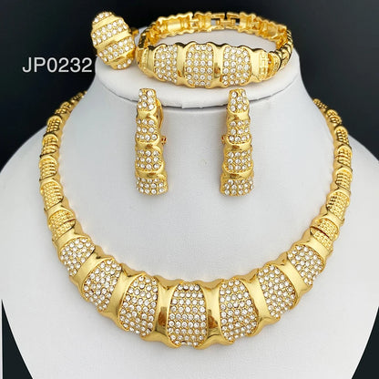 Jewelry Set For Women 18K Gold Plated Luxury Necklace, Earrings, Bracelet, And Ring Set