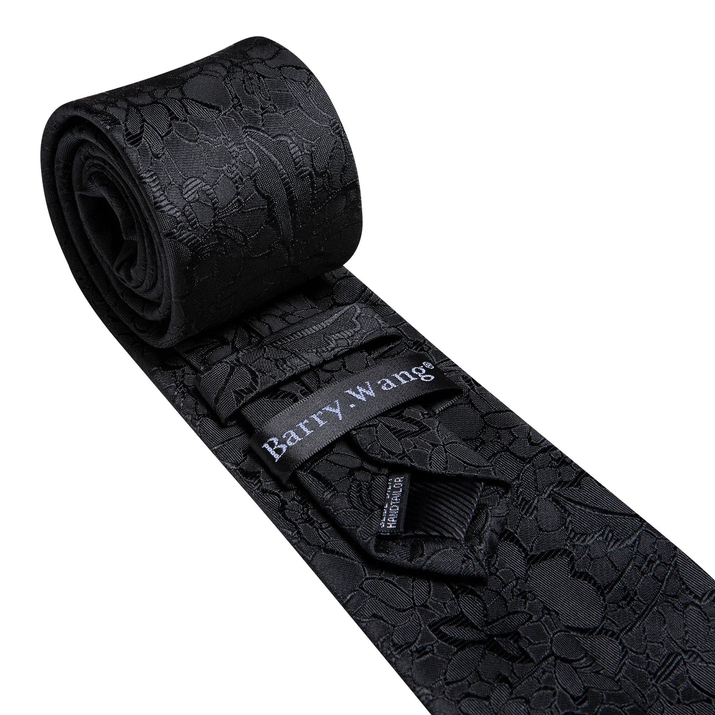 Black White Gray Silver Men Tie Handkerchief Cufflinks Set.