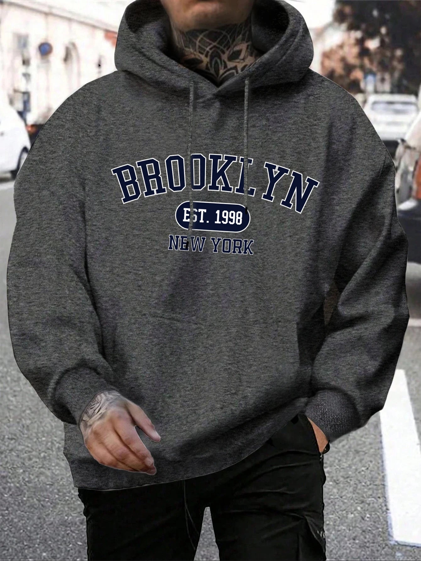 Brooklyn Est 1998 New York Printing, Men Hoodies Crewneck Fashion Oversize.