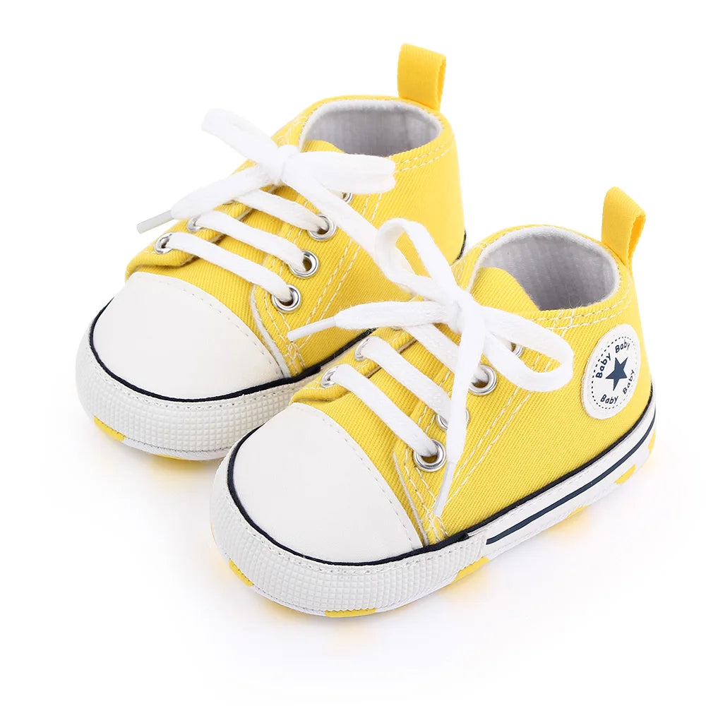 New Baby Shoes Boys Girls Classic Canvas Casual Sneakers, Spring Newborn First Walker Toddler, Non-Slip Walking Shoes.