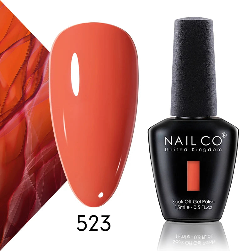 NAILCO 15ml Color Gel Nail Polish Soak Off, Hybrid Varnishes Manicure, UV&LED Nail Gel Semi Permanent Lacquer Base Top Coat.
